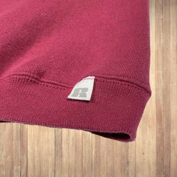 Vintage Russell Womens Sweatshirt Top M Red Studded Flower Crop Boxy Sweater USA - Picture 9 of 12